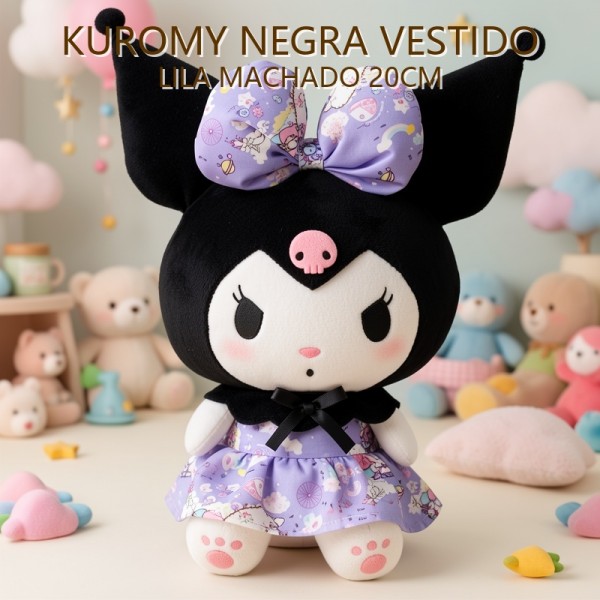 Kuromi NEGRA VESTIDO LILA MACHADO 20CM