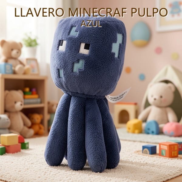 LLAVERO MINECRAFT PULPO AZUL