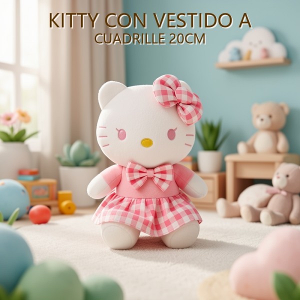 KITTY CON VESTIDO A CUADRILLE 20CM