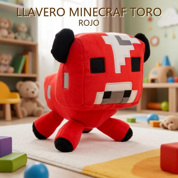 LLAVERO MINECRAFT TORO ROJO