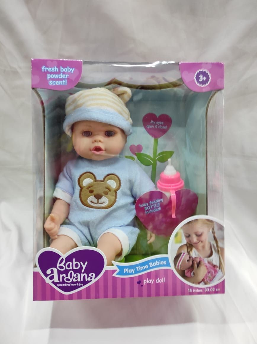Bebé con mamadera En caja varios modelos 20cm sentado (72)