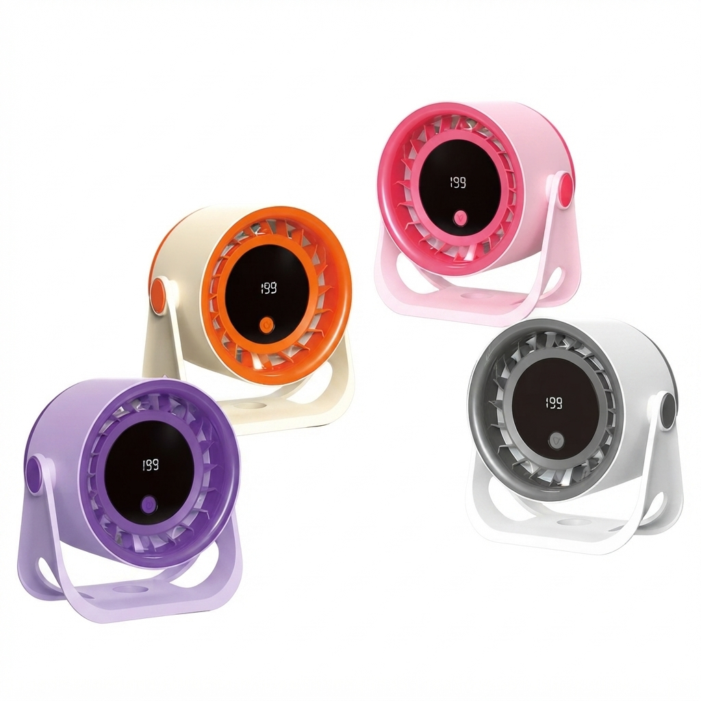 Ventilador de escritorio con display digital y soporte