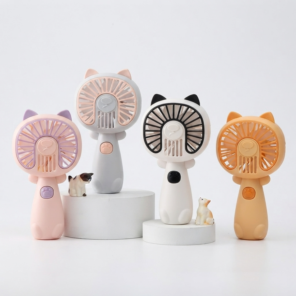 Ventilador de mano forma gatito con orejitas