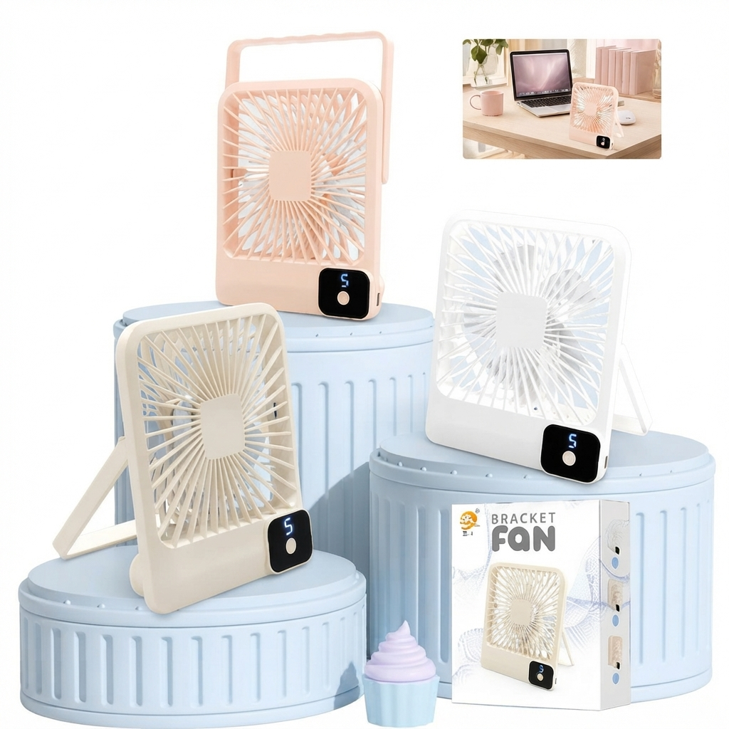 Ventilador de escritorio plegable con display y soporte para celular