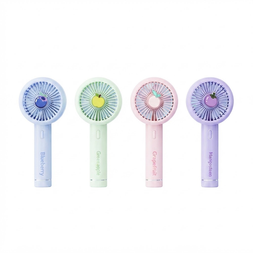 Ventilador de mano recargable con diseño de frutas