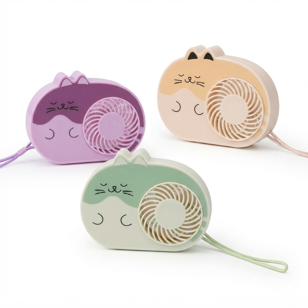Ventilador portátil forma gatito con correa