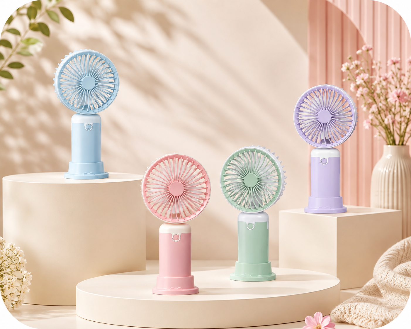 Ventilador de mano recargable con base