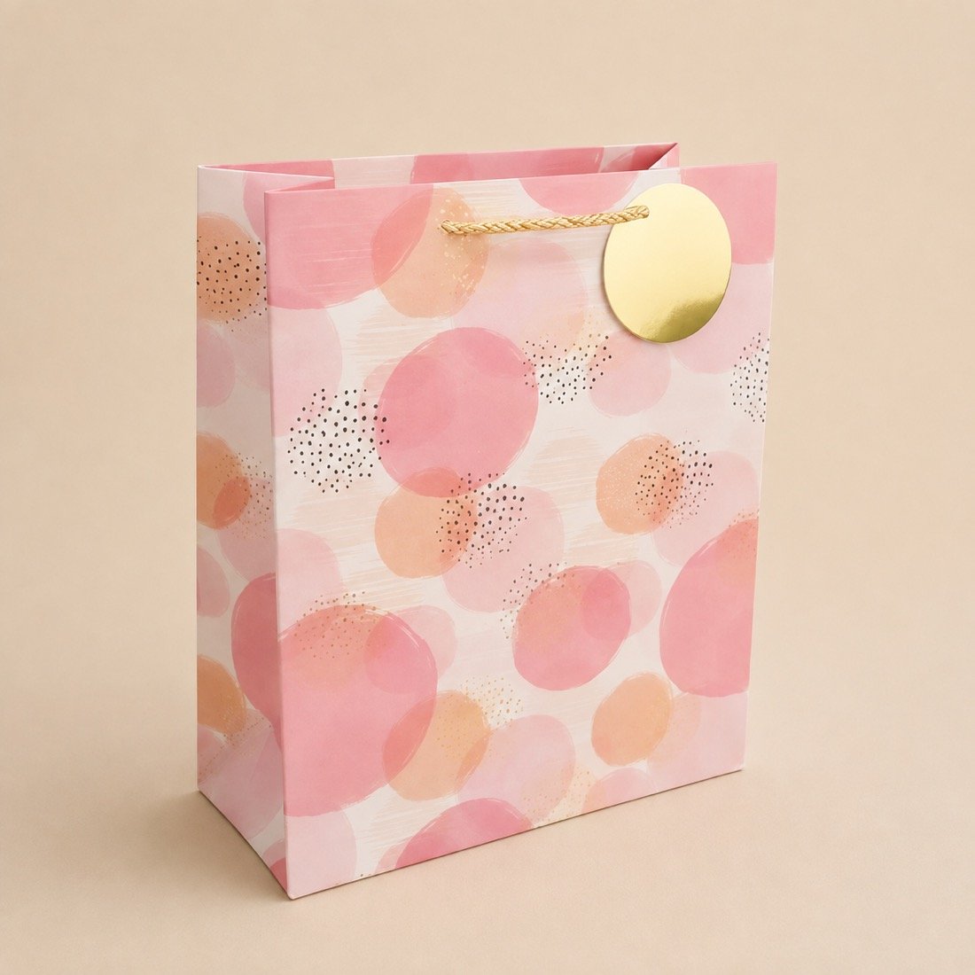 WP-532043 BOLSA DE CARTON ESTAMPADA ROSADAS GRANDE