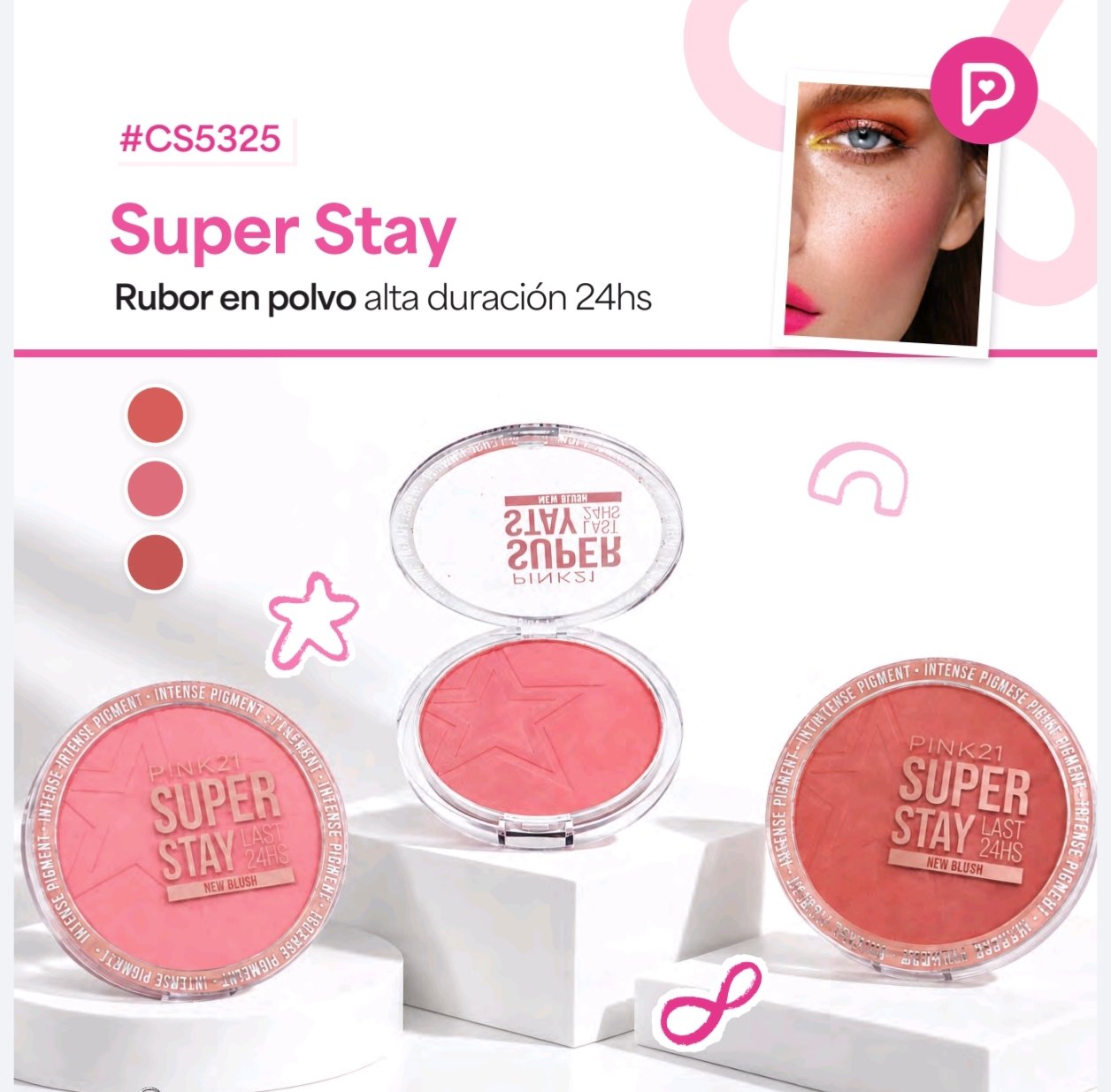 PINK21 RUBOR EN POLVO ALTA DURACION 24HS CS5325