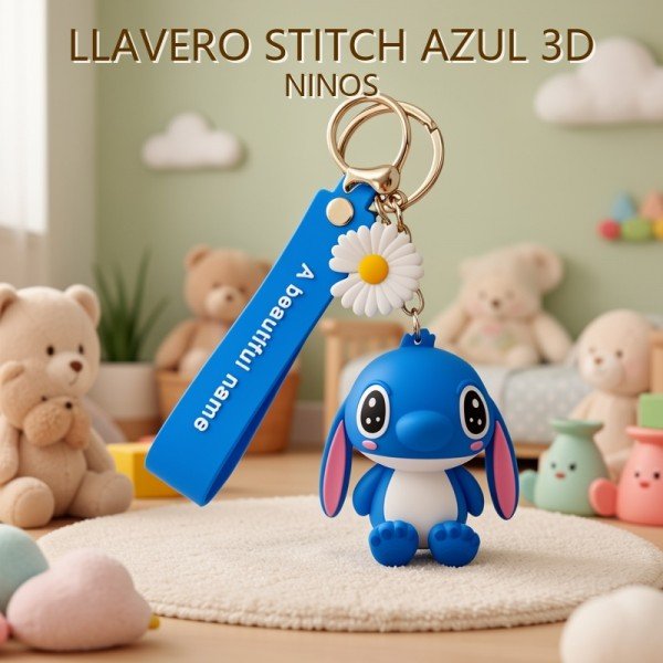 LLAVERO STITCH AZUL 3D NINOS