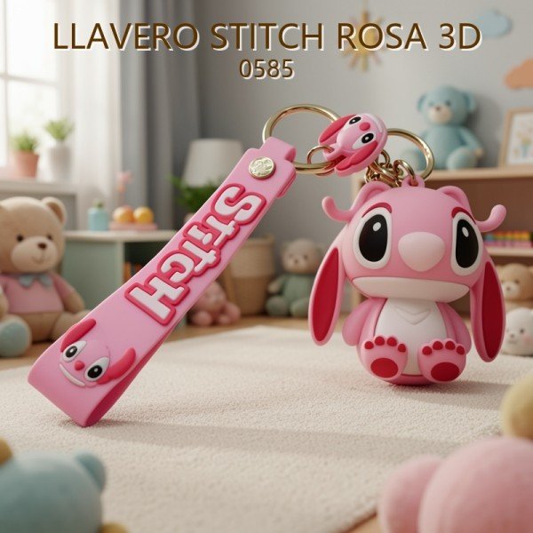 LLAVERO STITCH ROSA 3D 0585