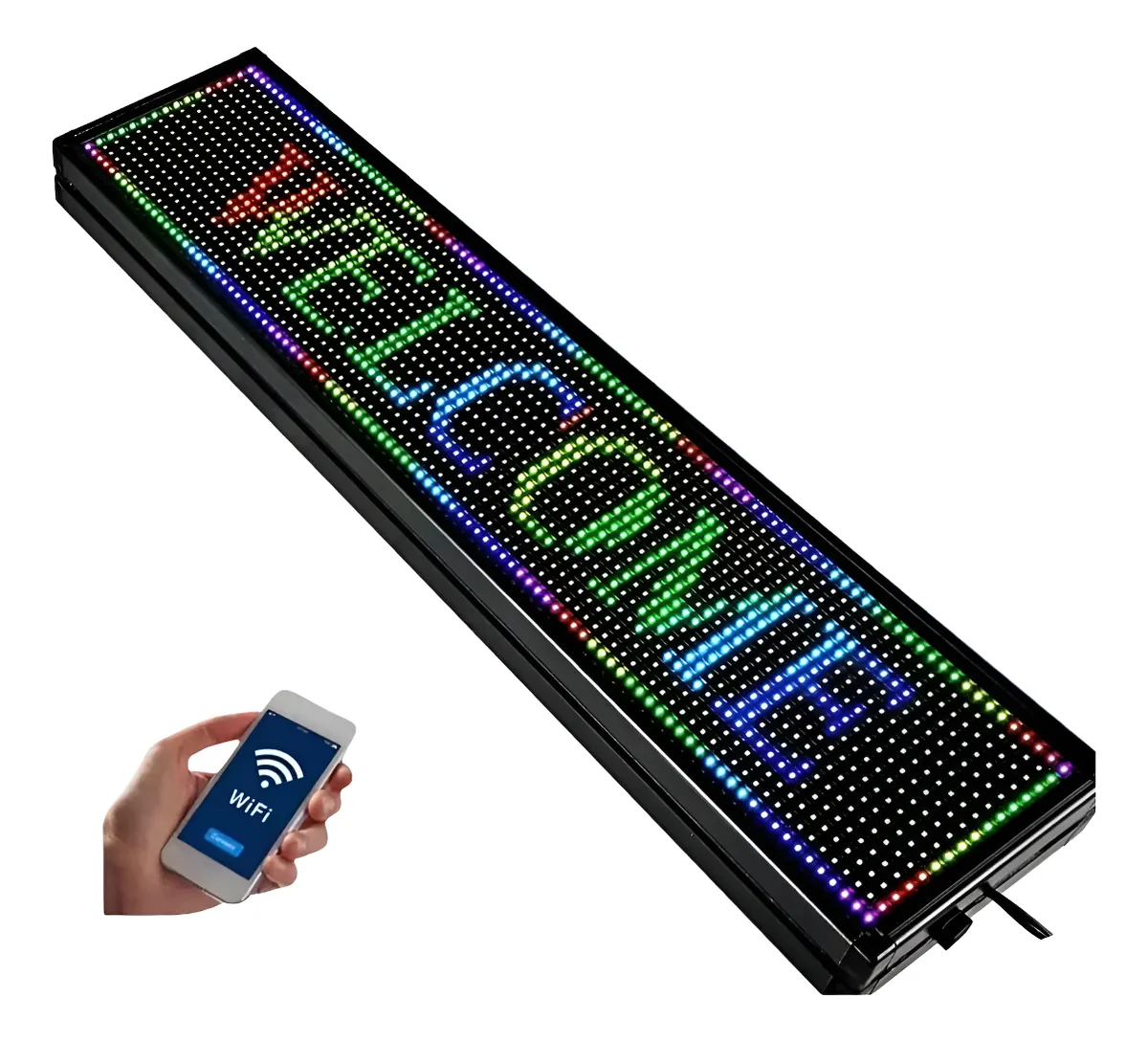 CARTEL LED PROGRAMABLE C/MOVIMIENTO RGB WIFI 1MX20