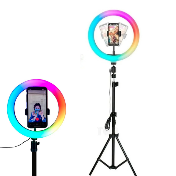 ARO DE LUZ 30 CM LED RGB CALIDA FRIA + TRIPO 2.10M