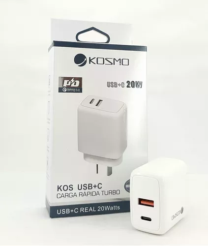 CABEZAL KOSMO 20W USB + TIPO C SIN CABLE