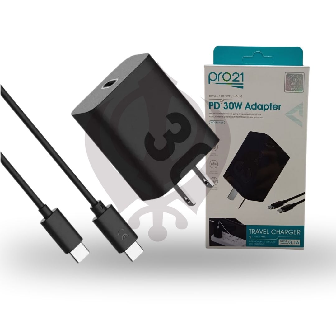 P-31 CARGADOR PRO21 30W CABLE TIPO C A C