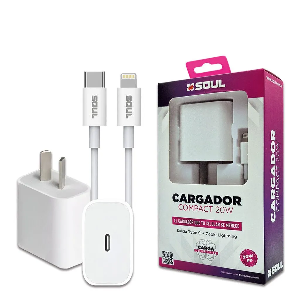 CVQ-PD20WL CARGADOR SOUL 20W C A IPH 1MT