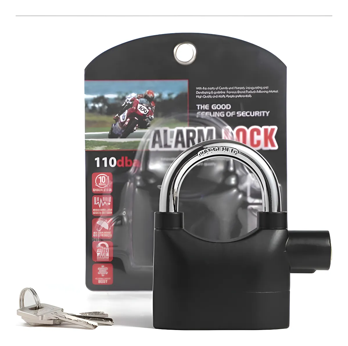 102 CANDADO ARO CORTO ANTIROBO C/ALARMA 110DP
