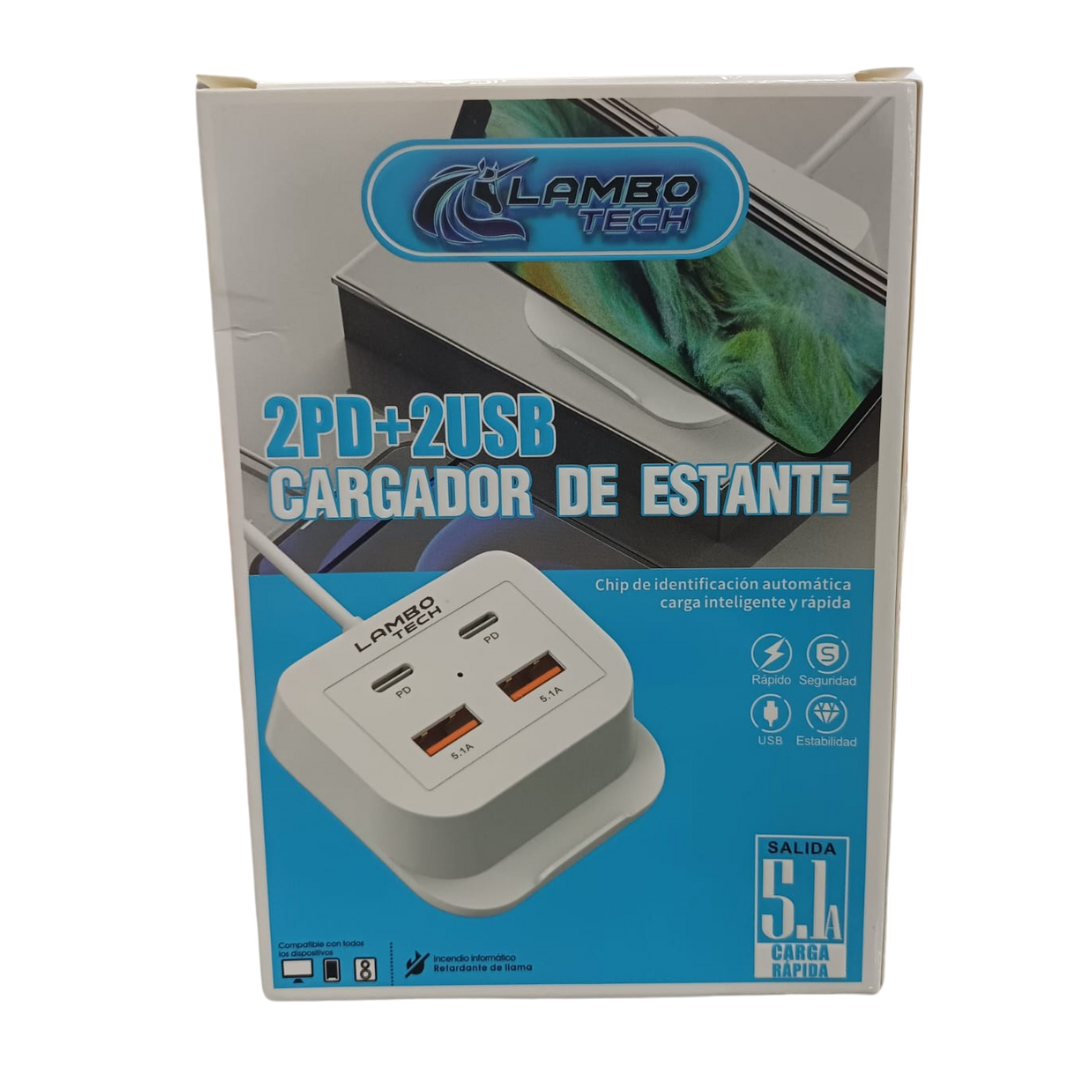 LT-25AL22 CARGADOR DE ESTANTE 3.1A 2USB + 2USB-C