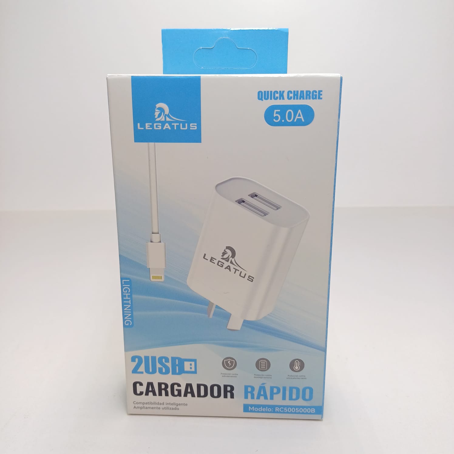 RC5005000B CARGADOR 5A 2USB A IPH 1MT LEGATUS