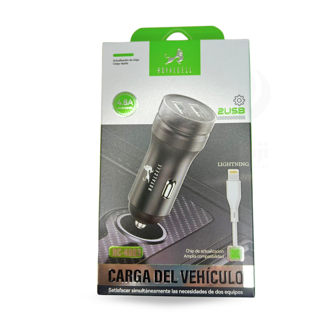 RC-4803 CARGADOR AUTO 4.8A 2USB A LIGHTING