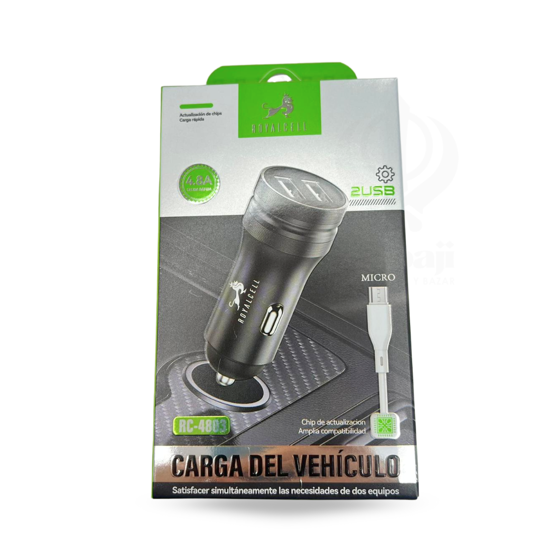 RC-4803 CARGADOR AUTO 4.8A 2USB A MICRO