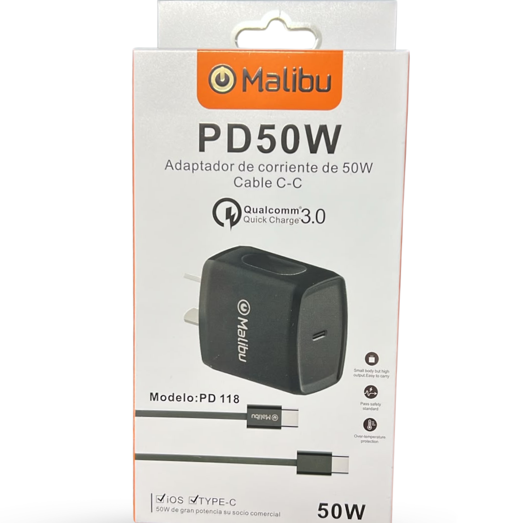 PD118-C CARGADOR 50W C/CABLE C A C MALIBU