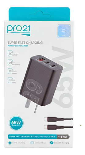 P-31 CARGADOR PRO21 65W USB +C+C A C RAPIDA