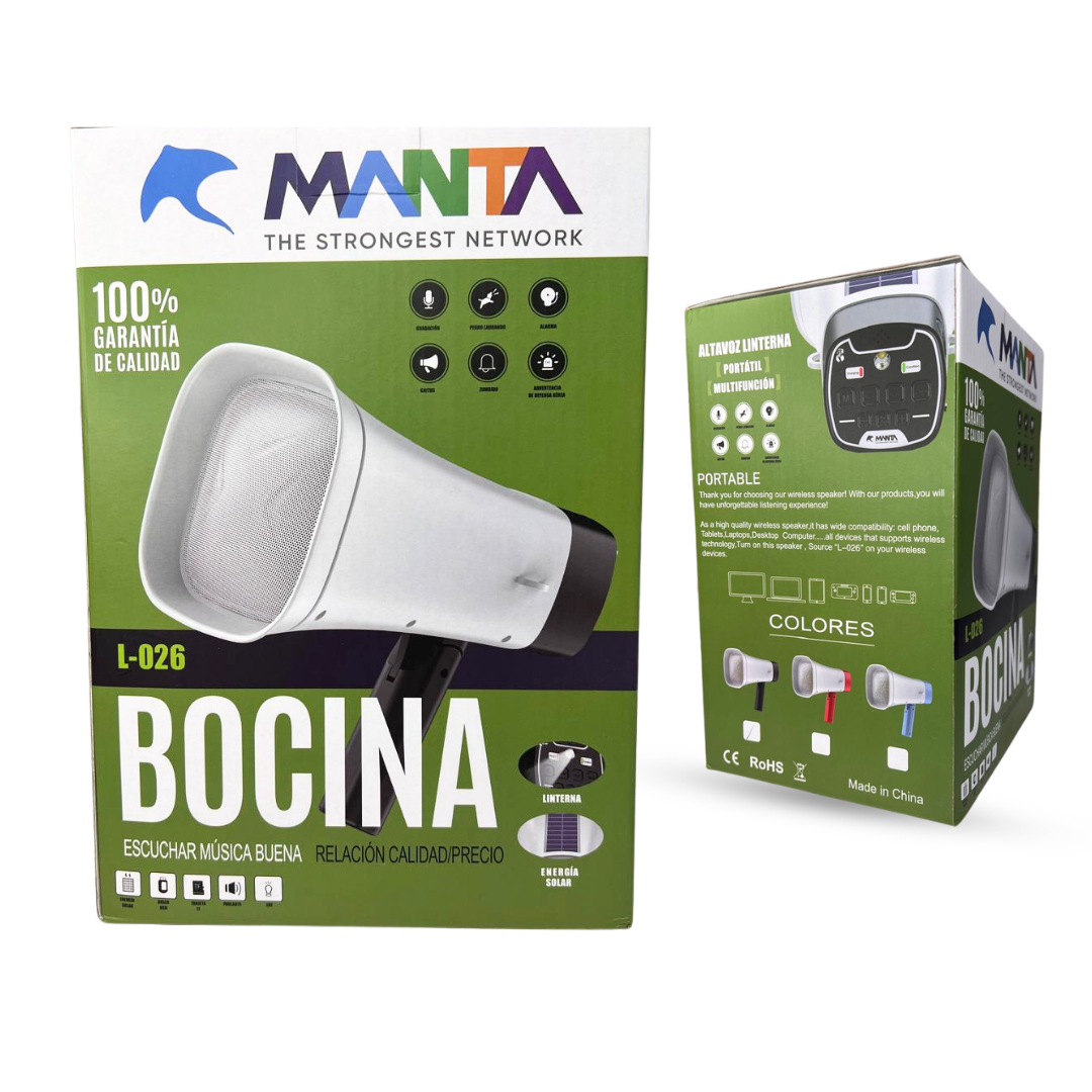 L-026 MEGAFONO INALAMBRICO PORTATIL SOLAR 8W