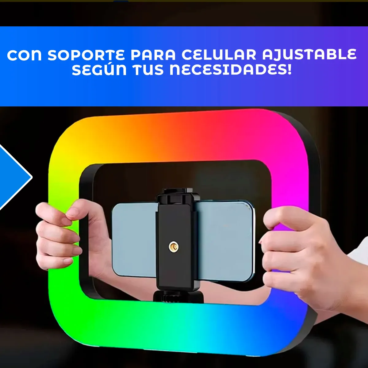 A-RC10R ARO DE LUZ RGB CUADRADO PORTATIL S/TRIPODE