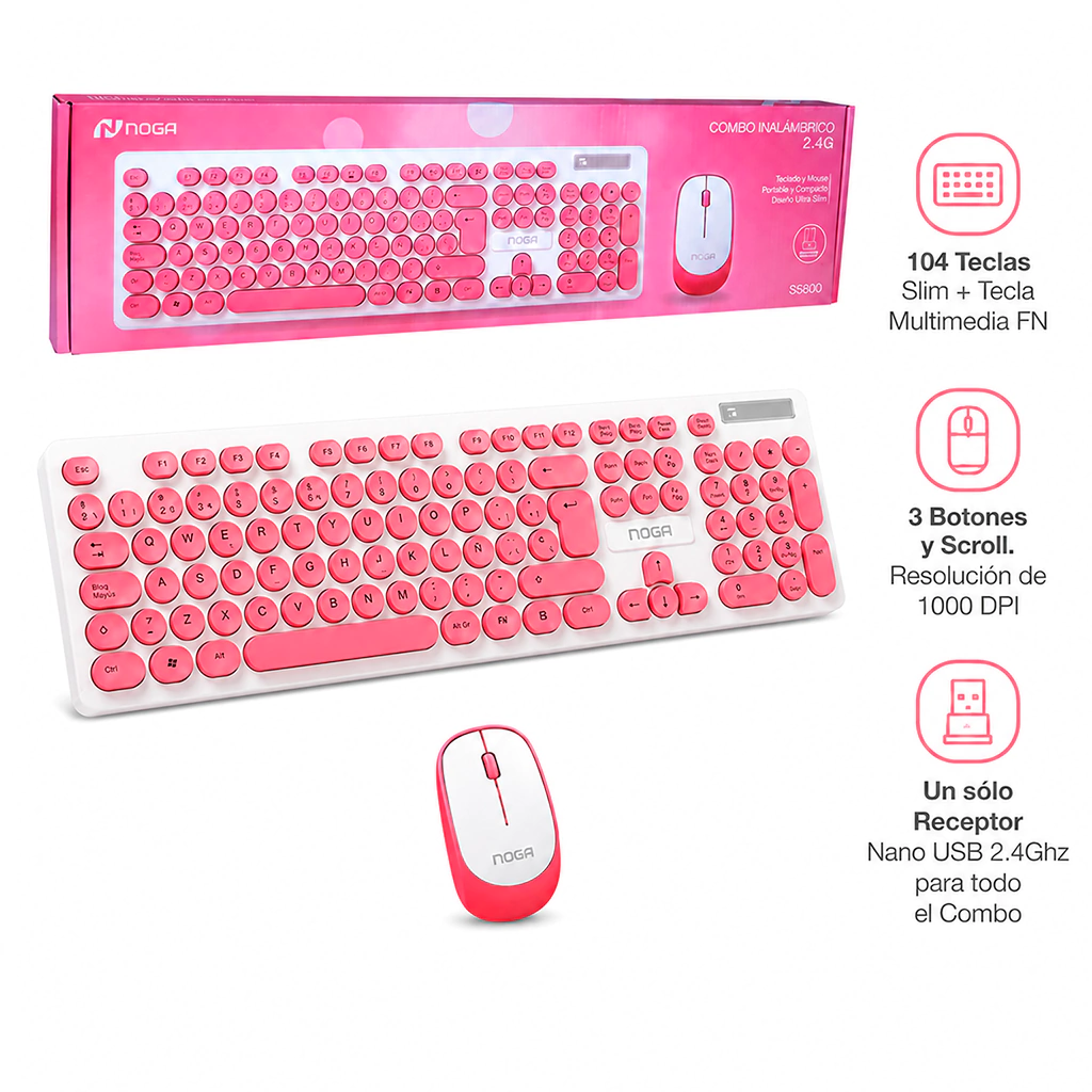 S5800 COMBO TECLADO Y MOUSE NOGA INALAMBRICO