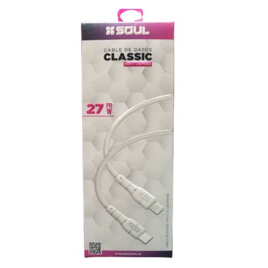 USB-PD27TL CABLE SOUL CLASSICO 27W C A IPH BLANCO