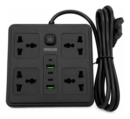 W008USB ZAPATILLA ALARGUE 4 ENCHUFES+2 USB+2 C