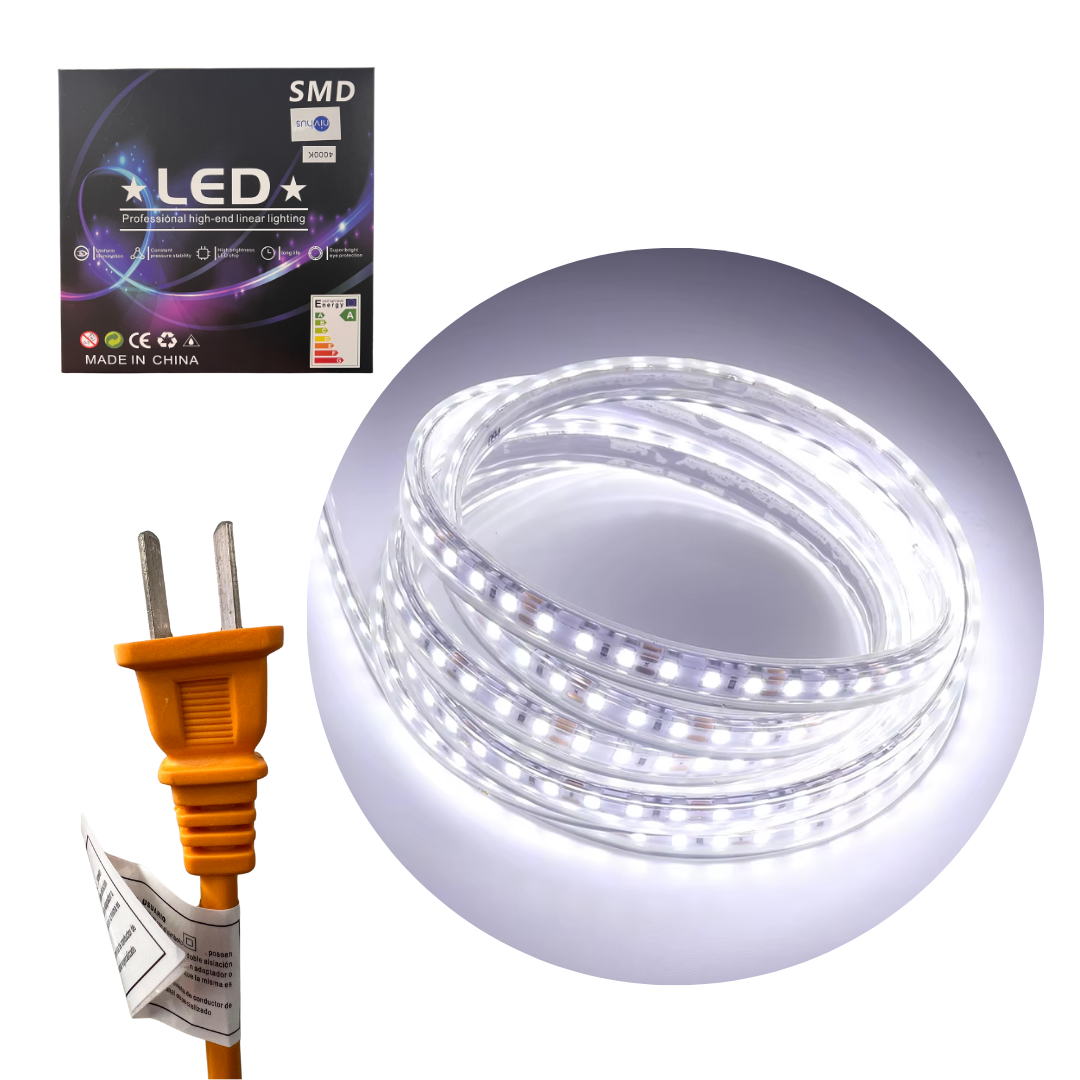 NV-100-5 TIRA LED 5050 C/SILICONA ENCHUFE 220V 5MT