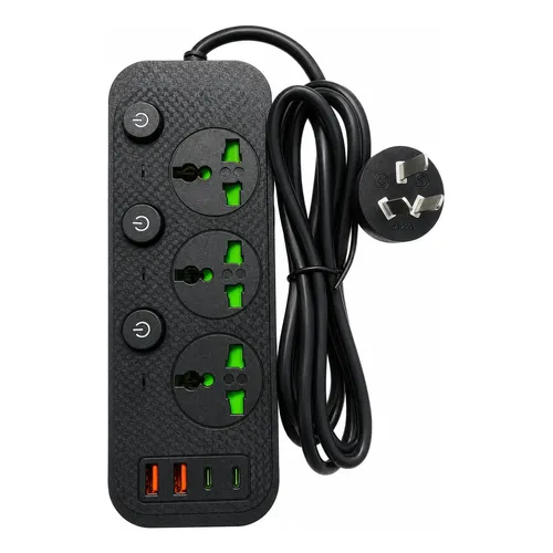 TM-2504 ZAPATILLA ALARGUE 3 ENCHUFES+2 USB+2 C