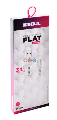 USB-FLIGHTBL CABLE USB FLAT 3.1A 1.2M LIGHT BLANCO