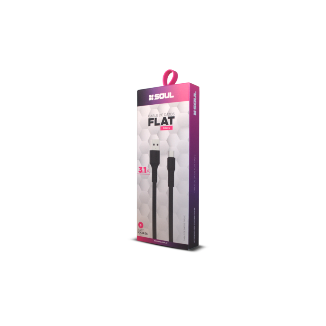 USB-FLIGHTNE CABLE USB FLAT 3.1A 1.2M LIGHT NEGRO