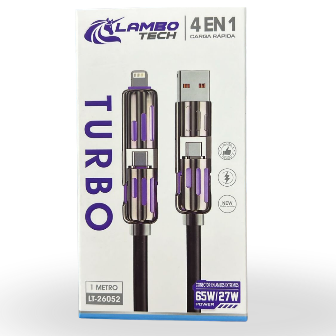 LT-26052 CABLE TURBO 4EN1 65W 1MT/27W LAMBO