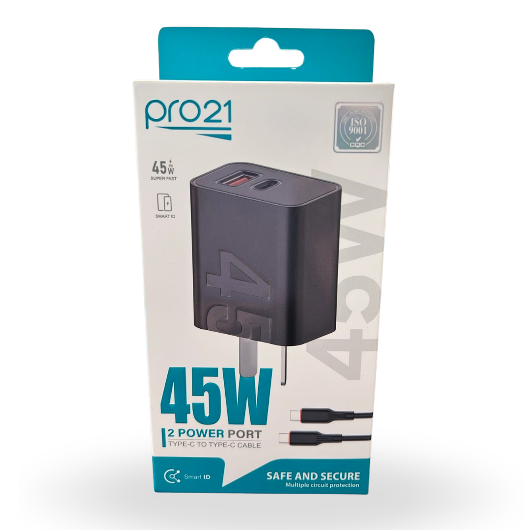 P-31 CARGADOR RAPIDO PRO21 45W USB+C CABLE C A C