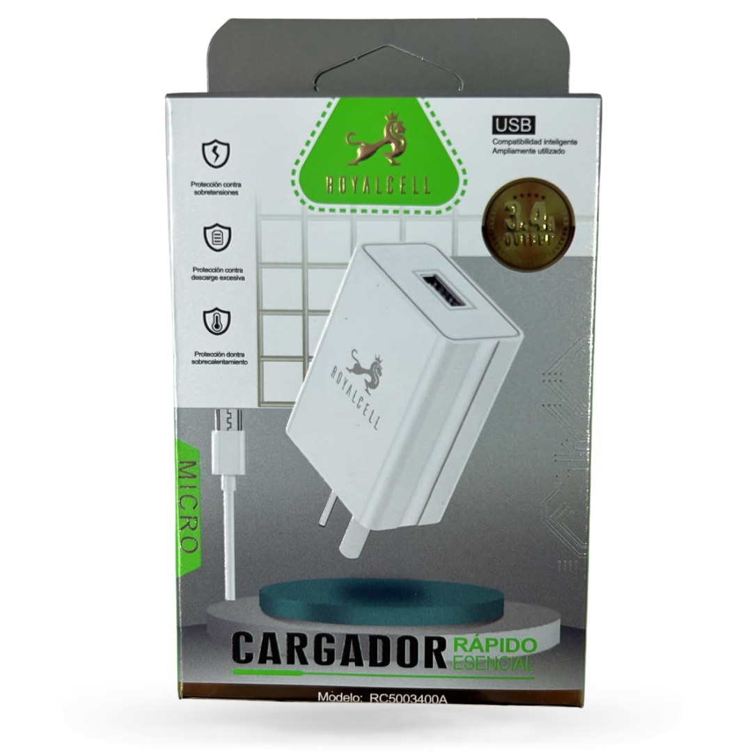 RC5003400A CARGADOR 3.4A USB A MICRO 1MT ROYALCELL