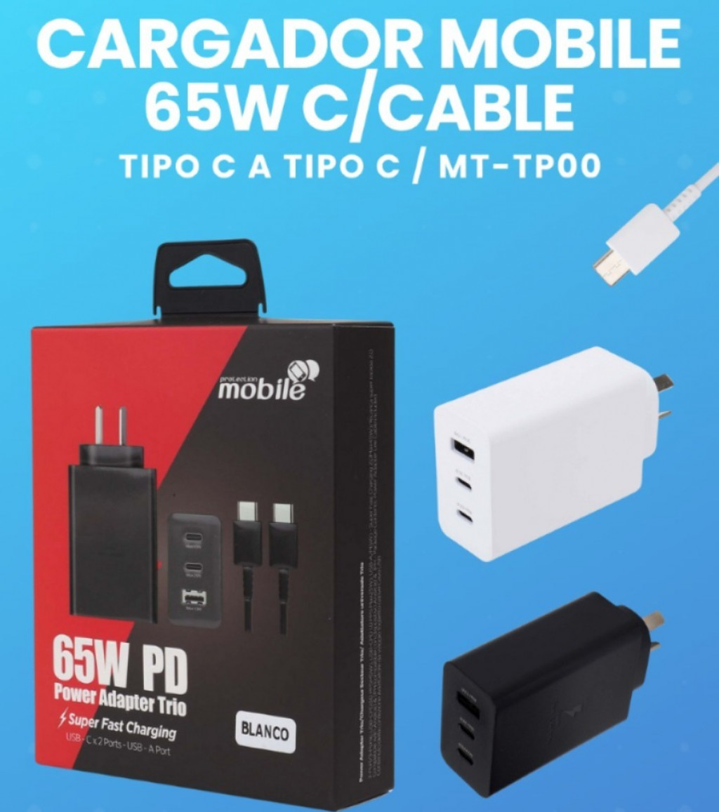 M-TP00 CARGADOR MOBILE 65W USB+C C/CABLE TC