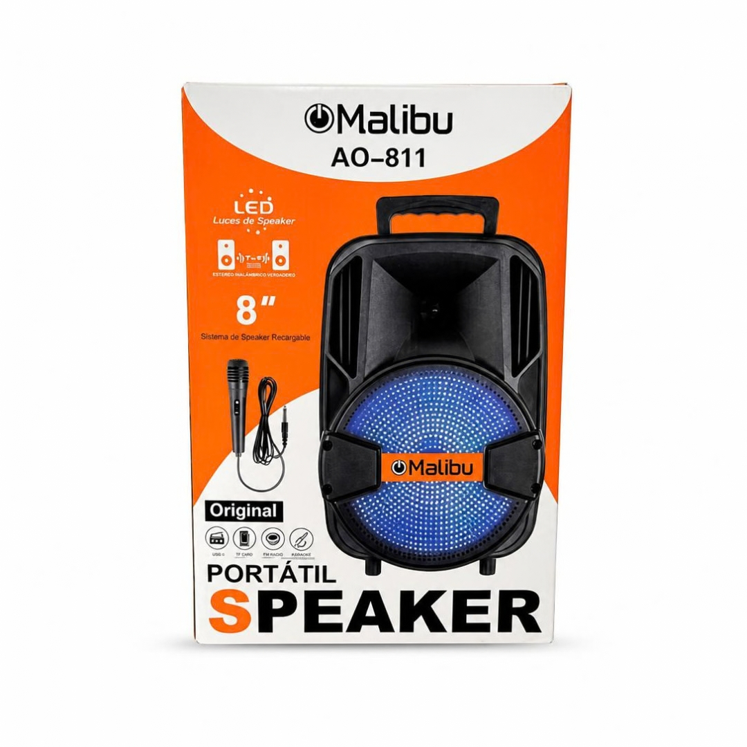 AO-811 PARLANTE PORTATIL 8" C/MICROFONO MALIBU