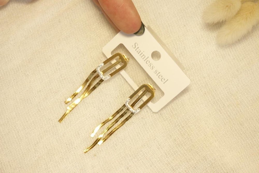 Aros Colgantes De Acero Dorado SK669-COR