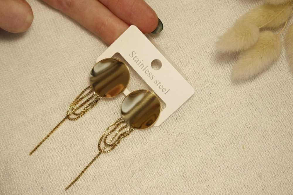 Aros Colgantes De Acero Dorado SK669-NOR