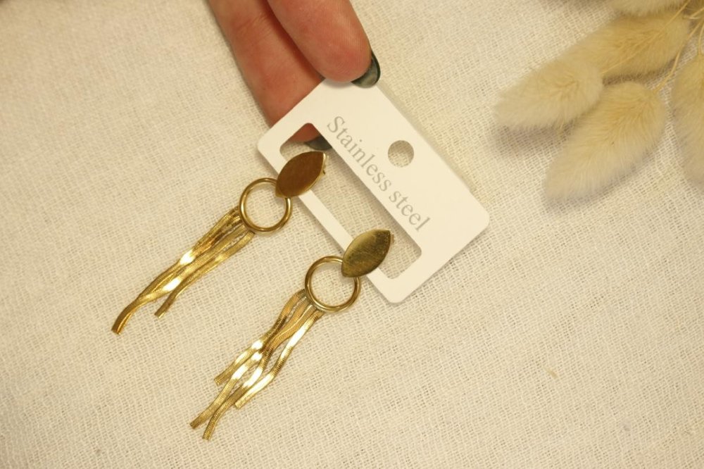 Aros Colgantes De Acero Dorado SK669-QOR
