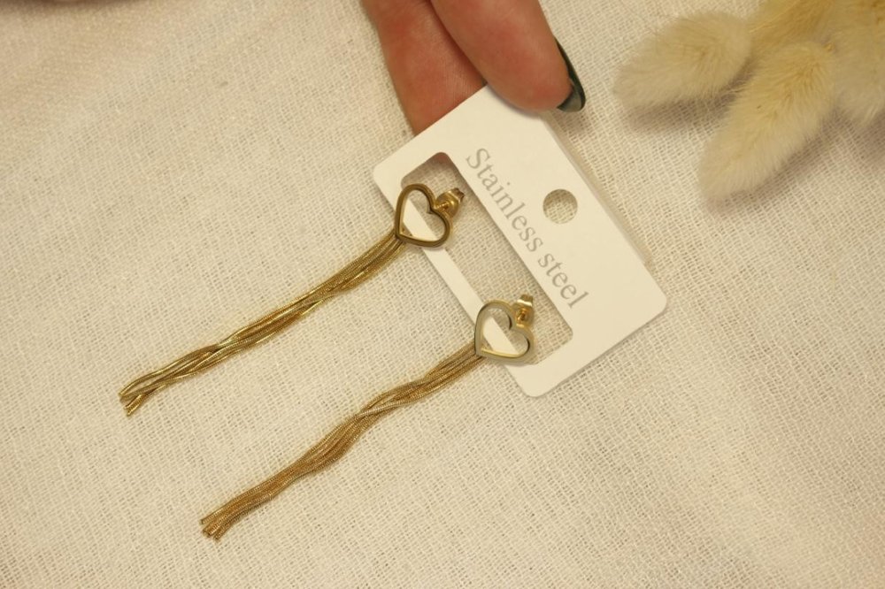 Aros Colgantes De Acero Dorado SK669-BOR