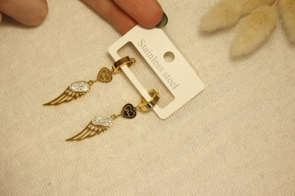 Aros Colgantes De Acero Dorado SK671-AOR