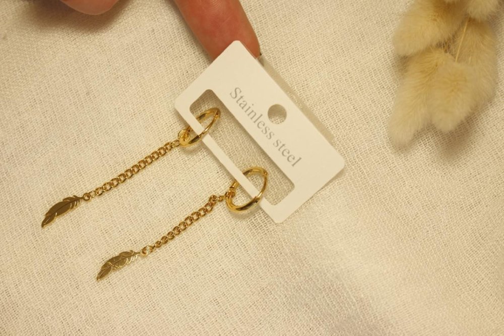 Aros Colgantes De Acero Dorado SK671-BOR