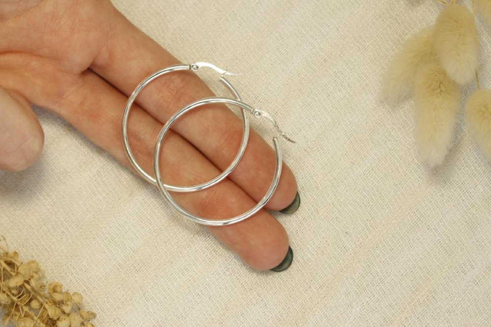 Aros Argolla De Acero Blanco SK583-PL-4CM