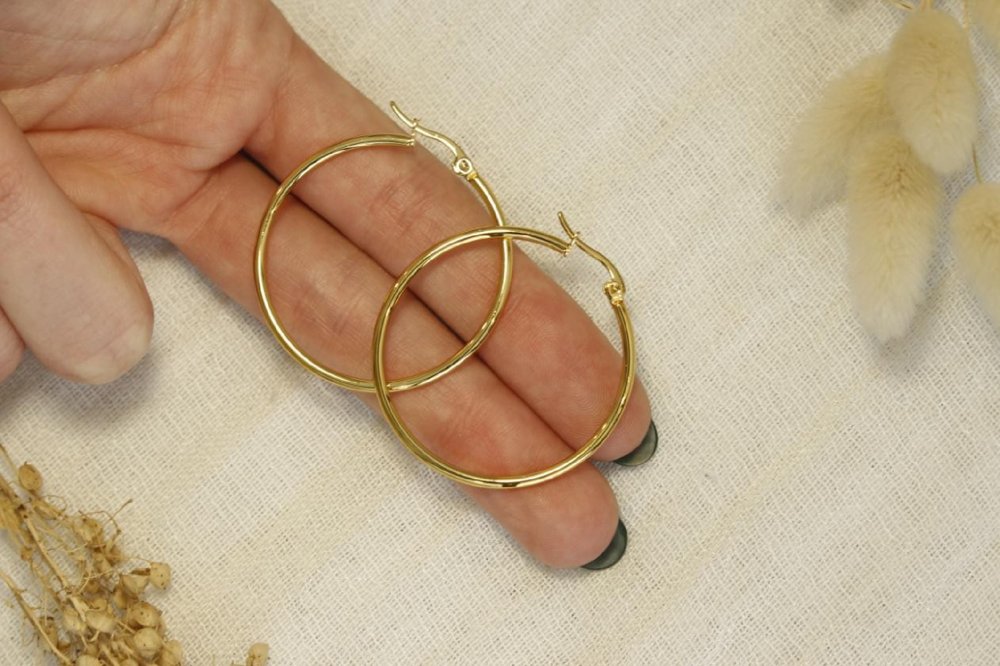 Aros Argolla De Acero Dorado SK582-OR- 4CM