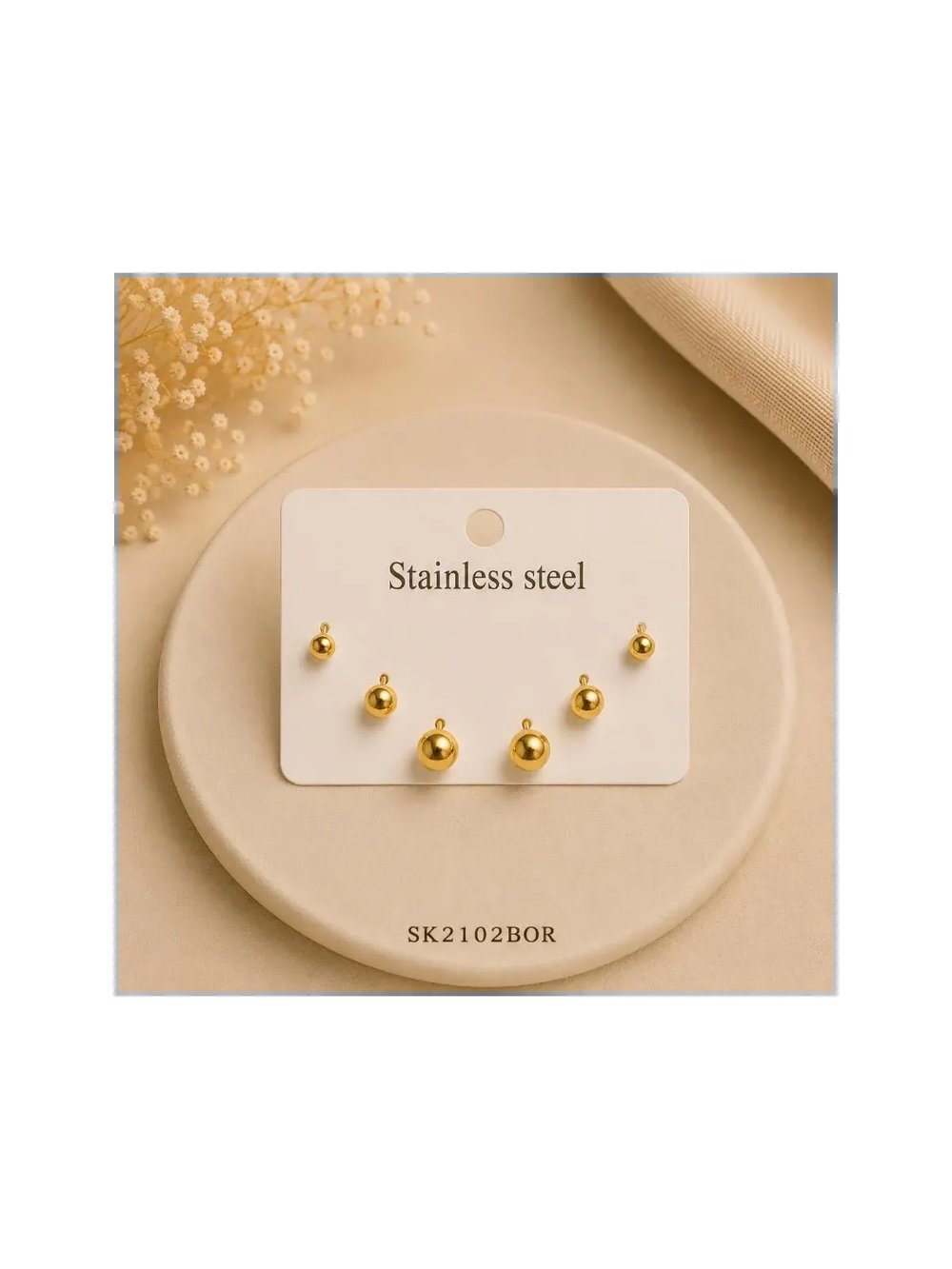 Set De Aros Esfericos Dorados x3 SK2102-BOR